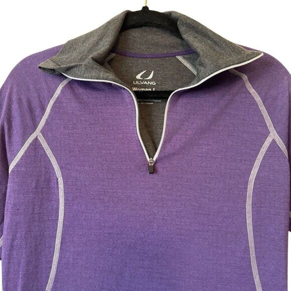 Ulvang Women’s Purple & Gray Long Sleeve Merino Wool Blend Running Sport Top SzL - Picture 3 of 14